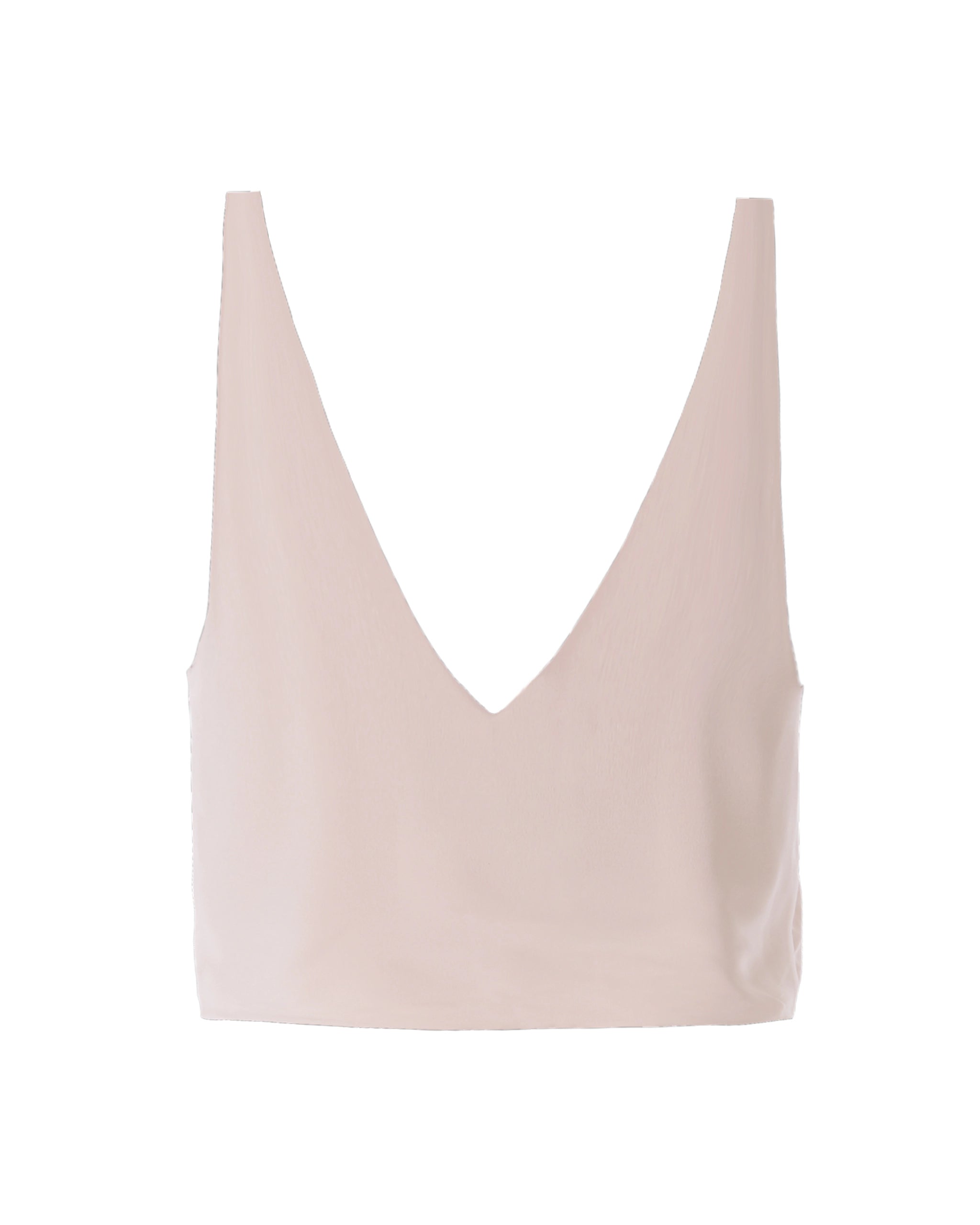 Satin Crop Top mit V-Ausschnitt und schmalen Trägern in rosa Ansicht hinten