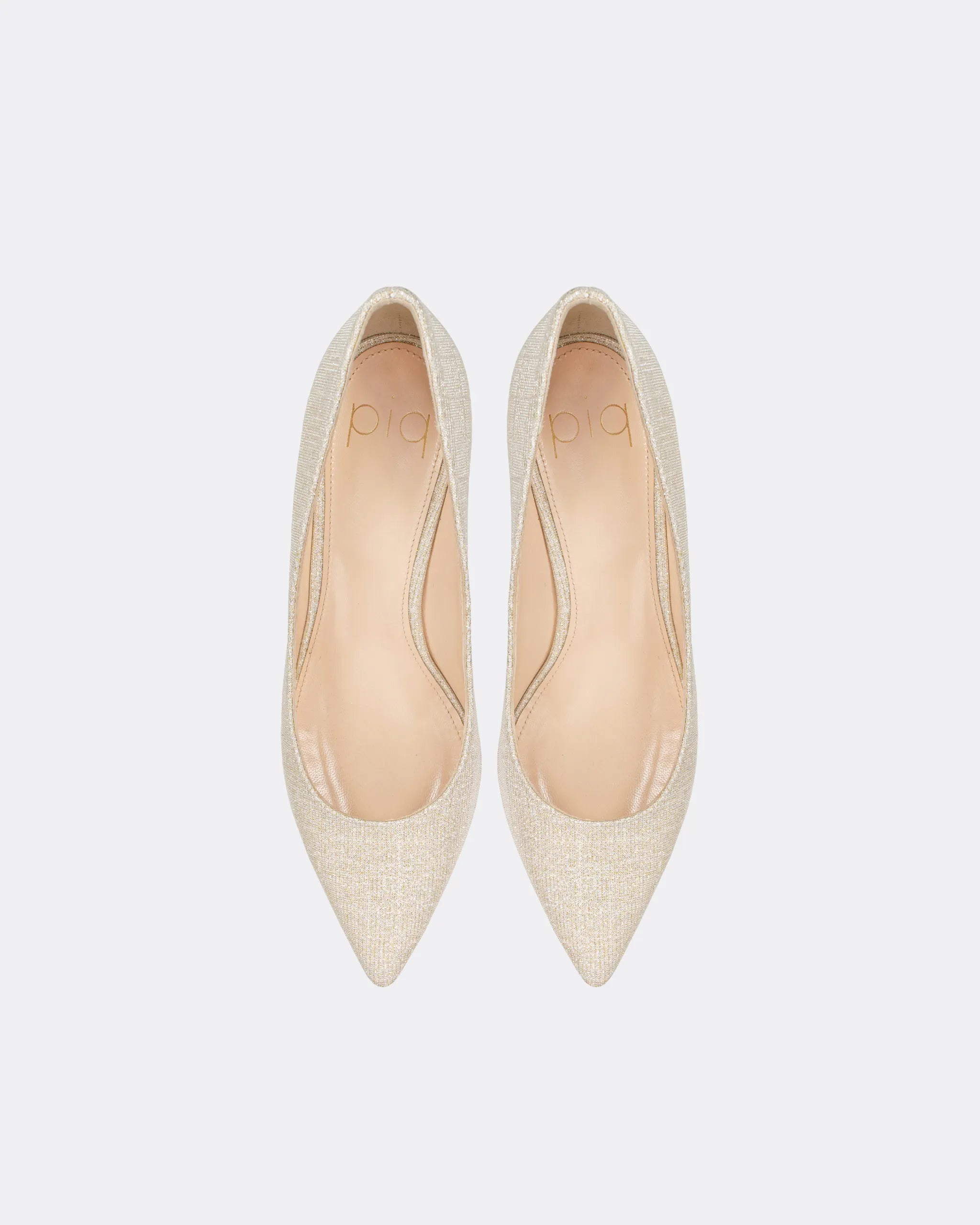 Pump mit Glitzergewebe in Gold Ansicht oben