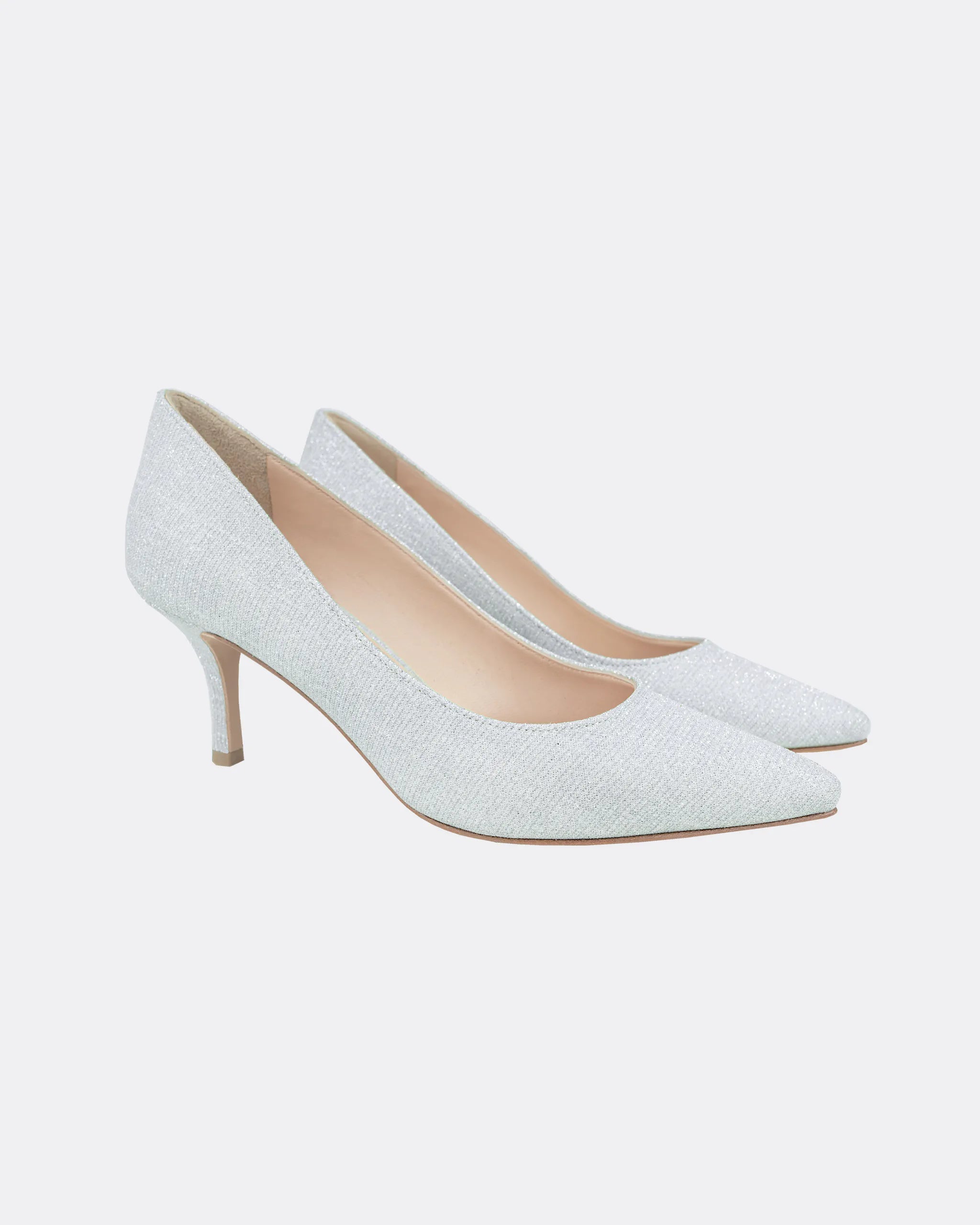 Pump mit Glitzergewebe in Silber Ansicht Seite