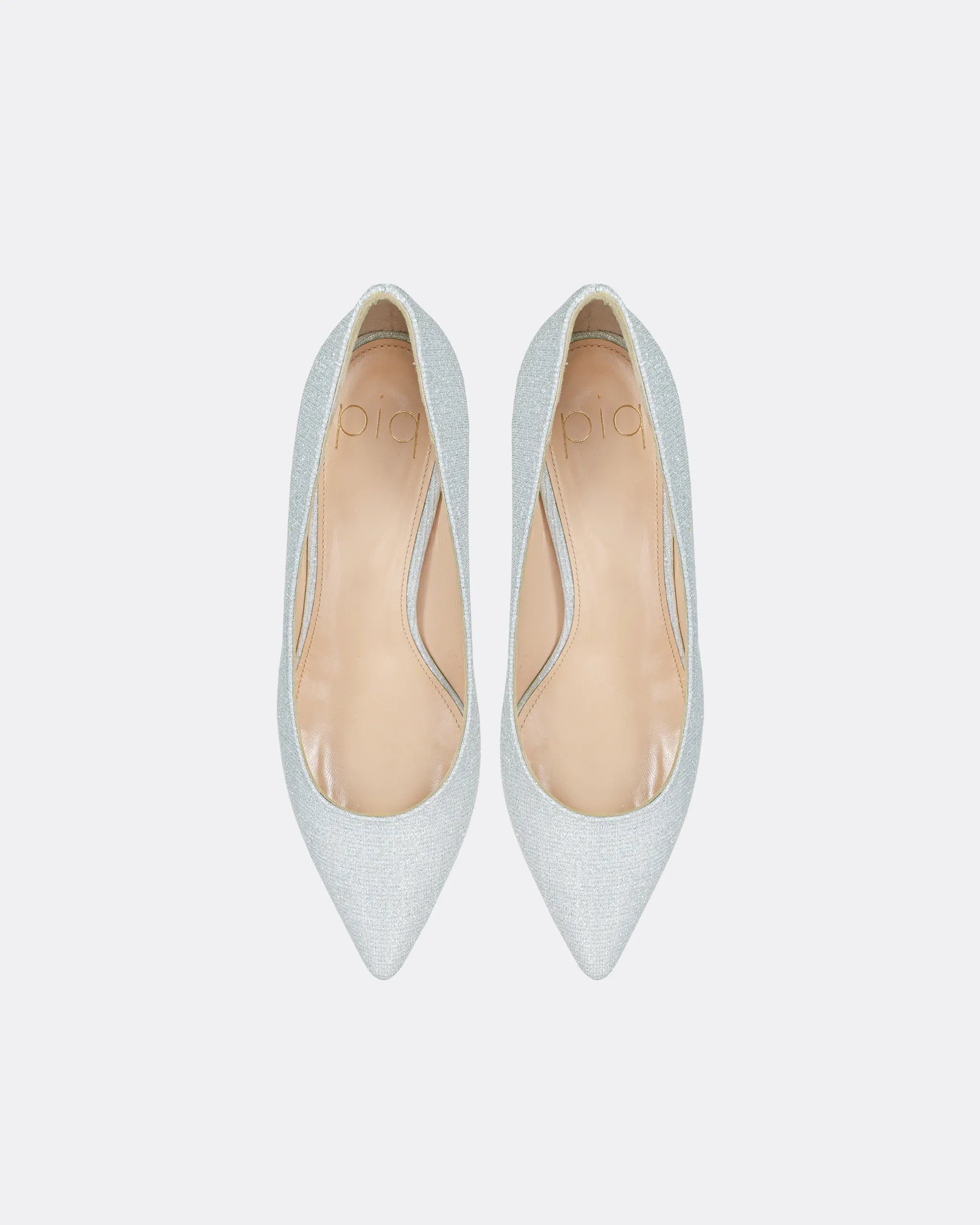 Pump mit Glitzergewebe in Silber Ansicht oben