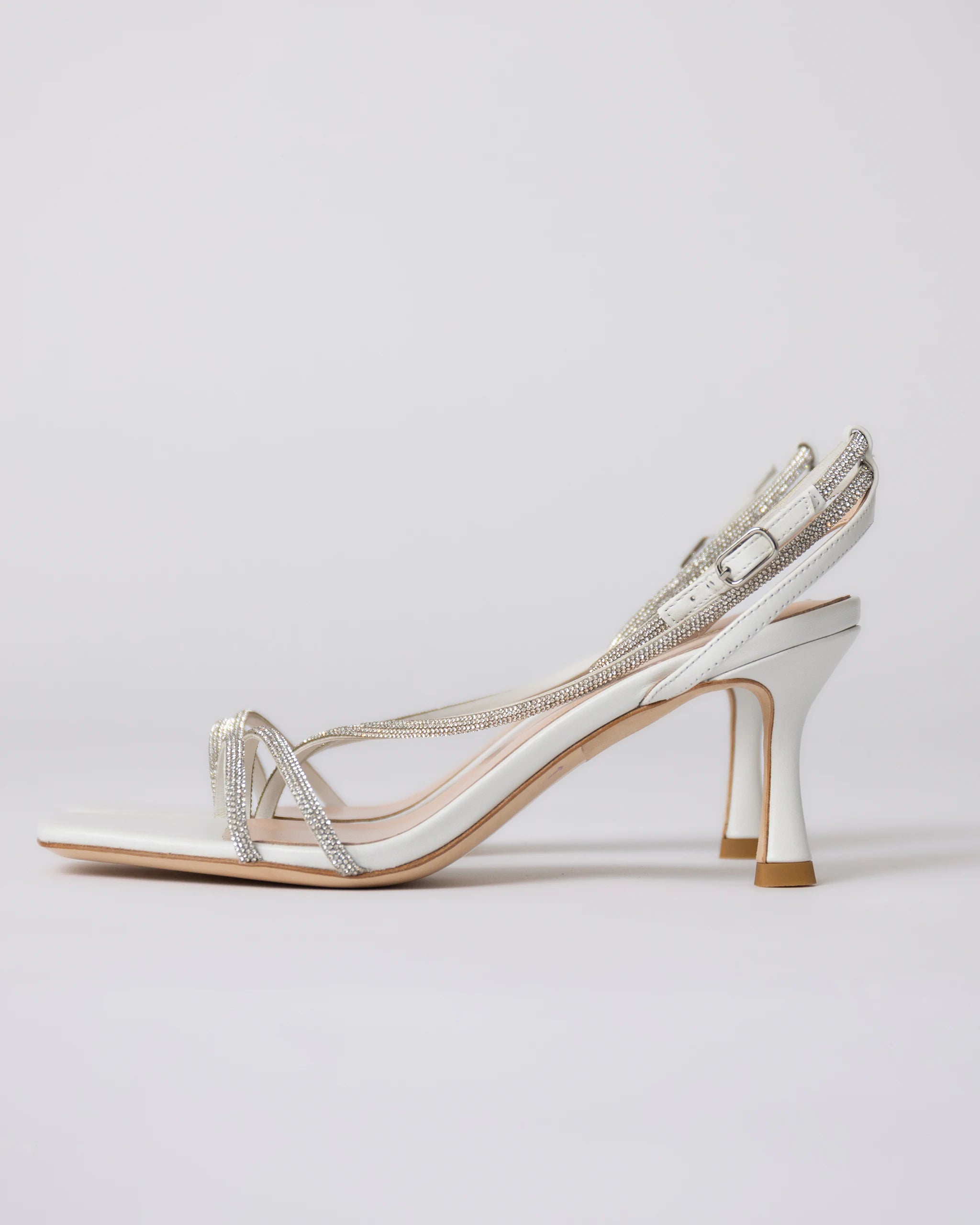 Braut Riemchensandalen mit feinen Kristallen in Ivory Ansicht Seite