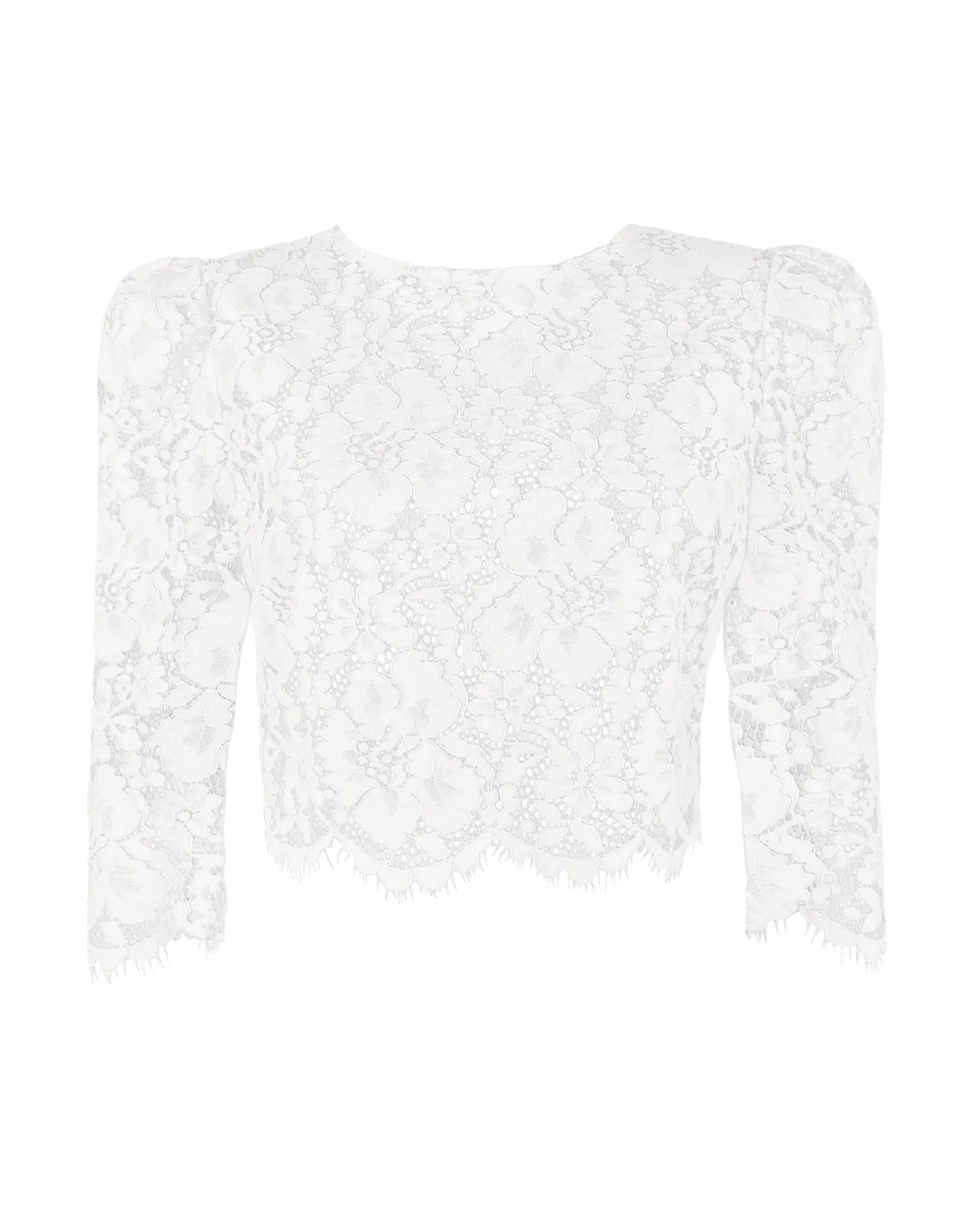 Braut Crop Top aus Vintage Spitze mit langen Ärmeln Freisteller vorne