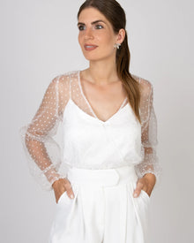 RUBY - Ivory Organza Dots - Brautbluse mit feinen Punkten