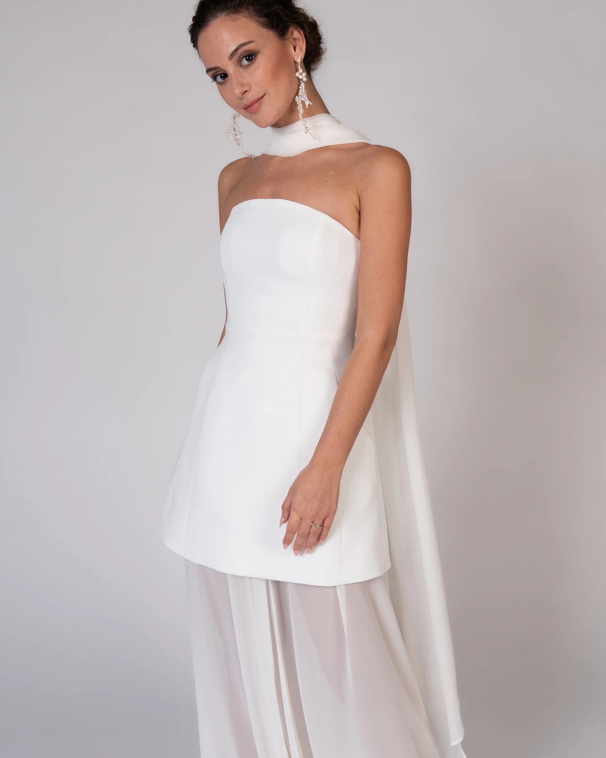 Schlichter Brautschal aus Chiffon Ansicht vorne