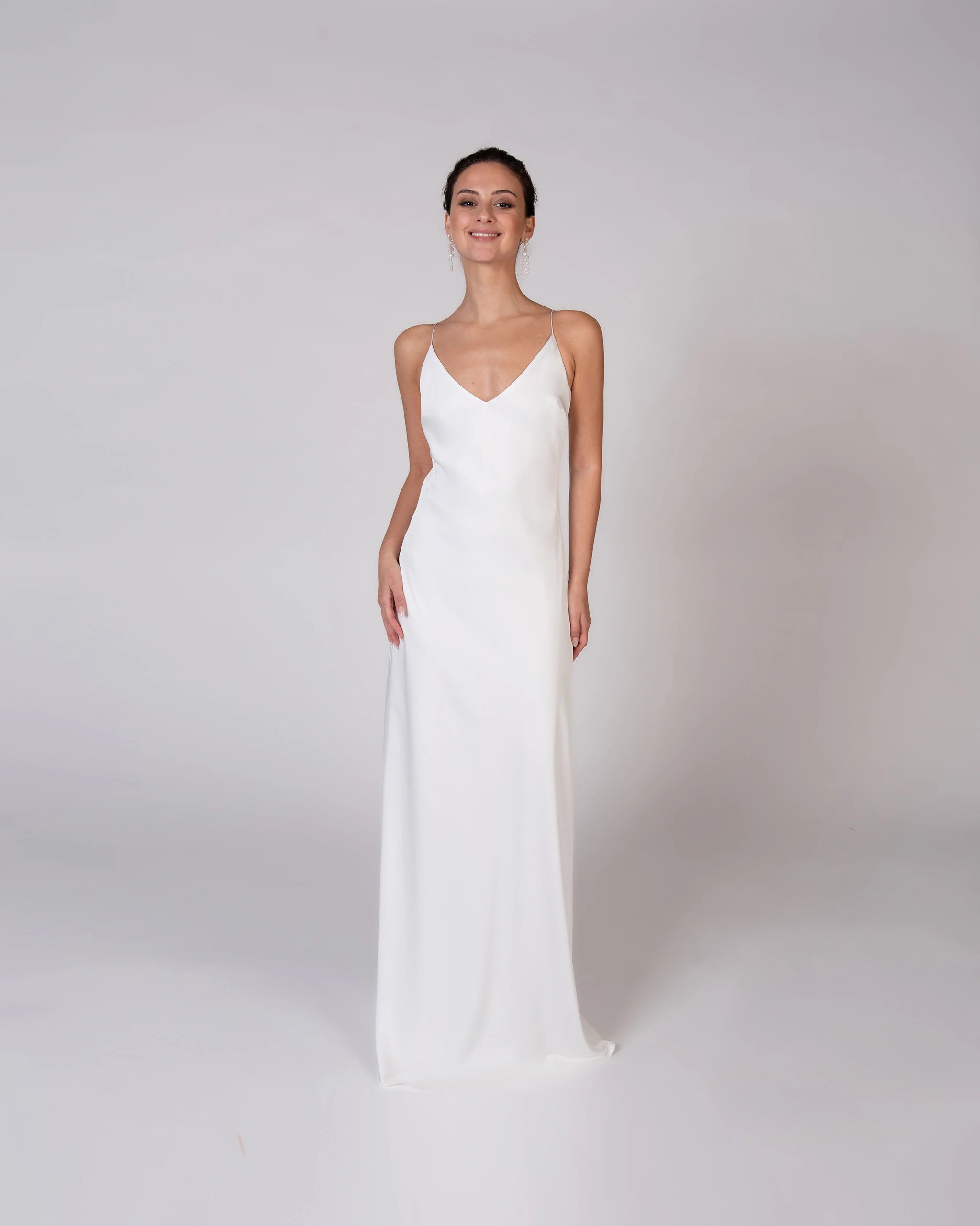 Wunderschönes Maxi Slip Dress für die Braut aus Satin - Ansicht vorne