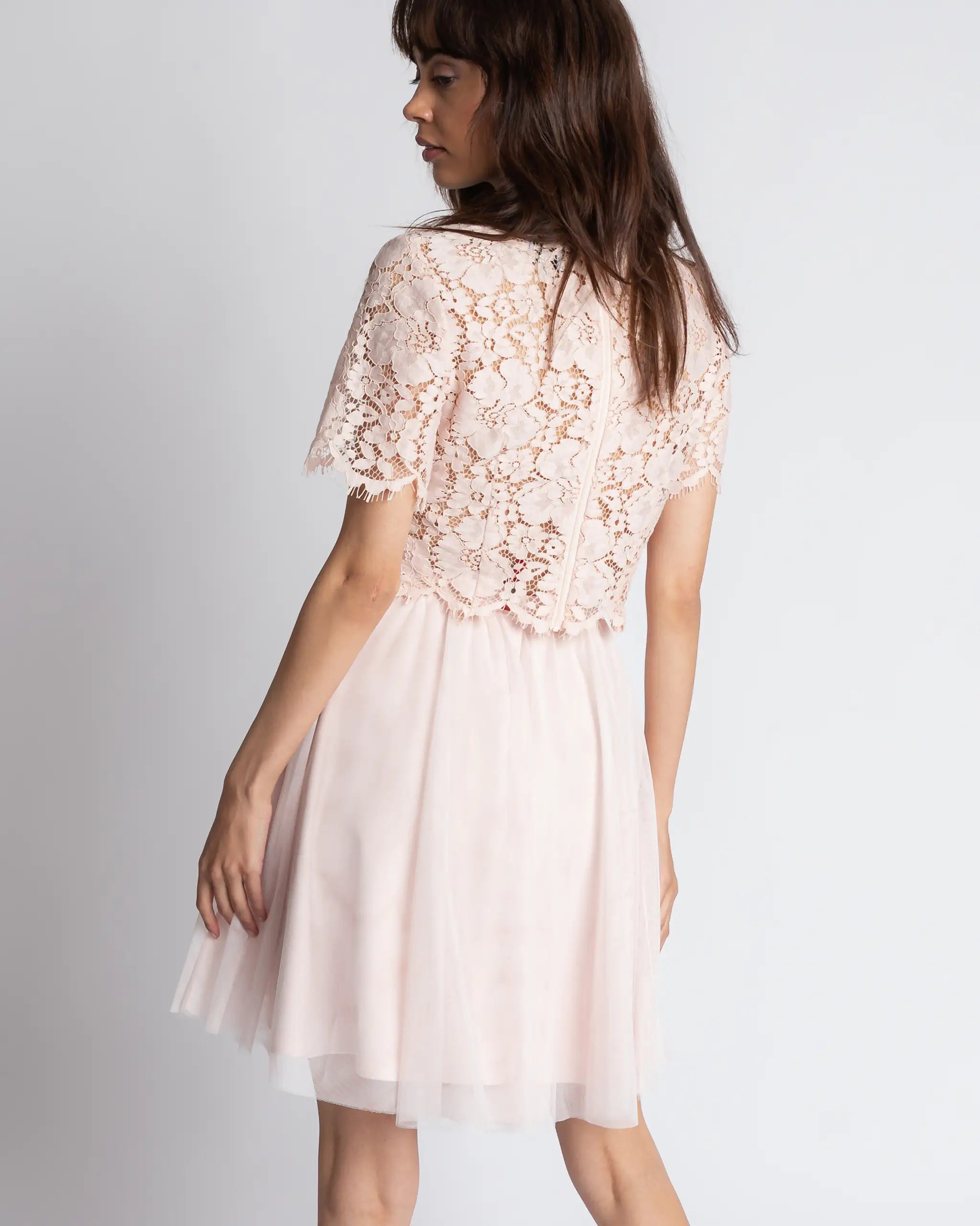 Kurzer Mini Tüllrock in rosa Ansicht hinten