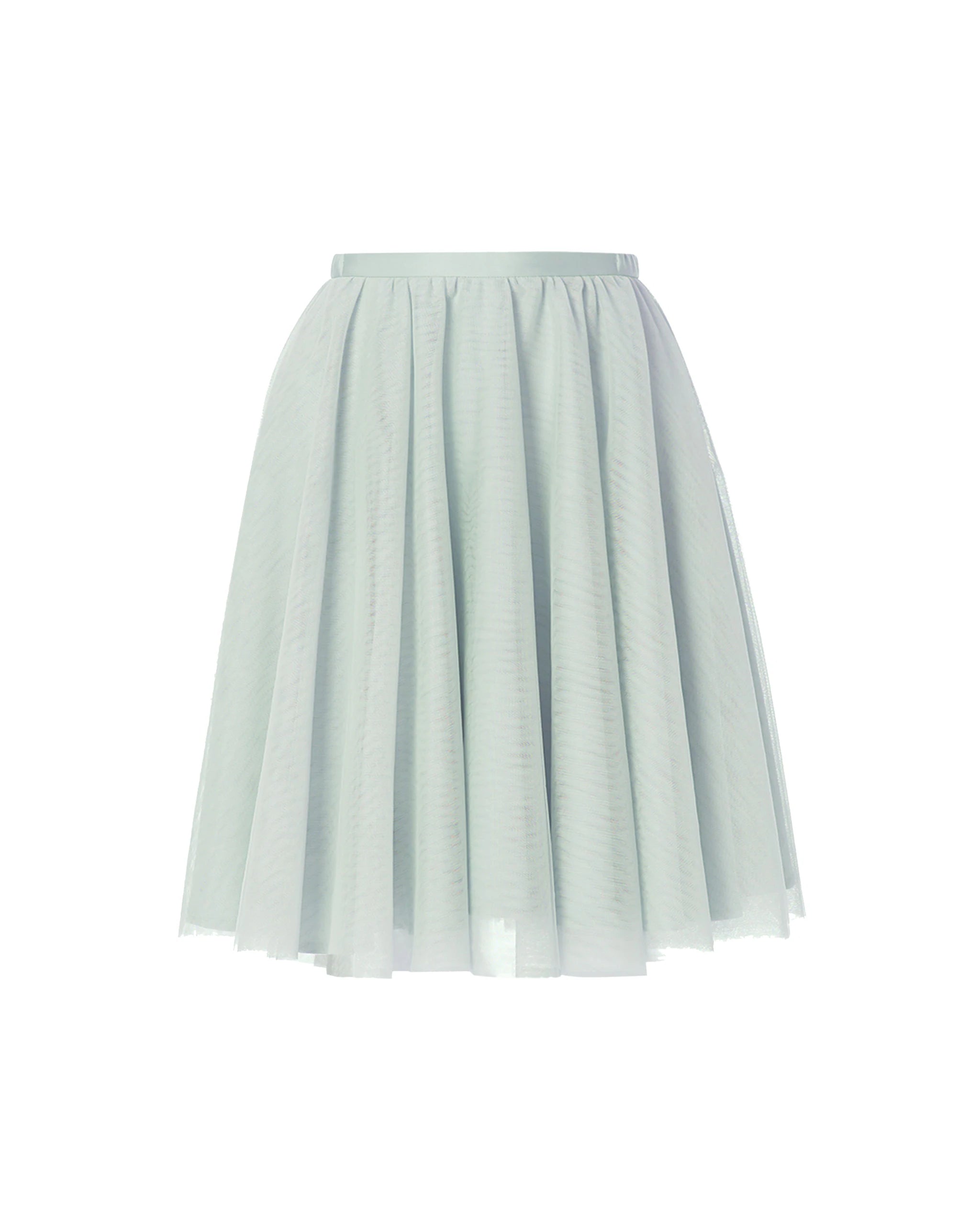 Kurzer Mini Tüllrock in salbeigrün Freisteller vorne