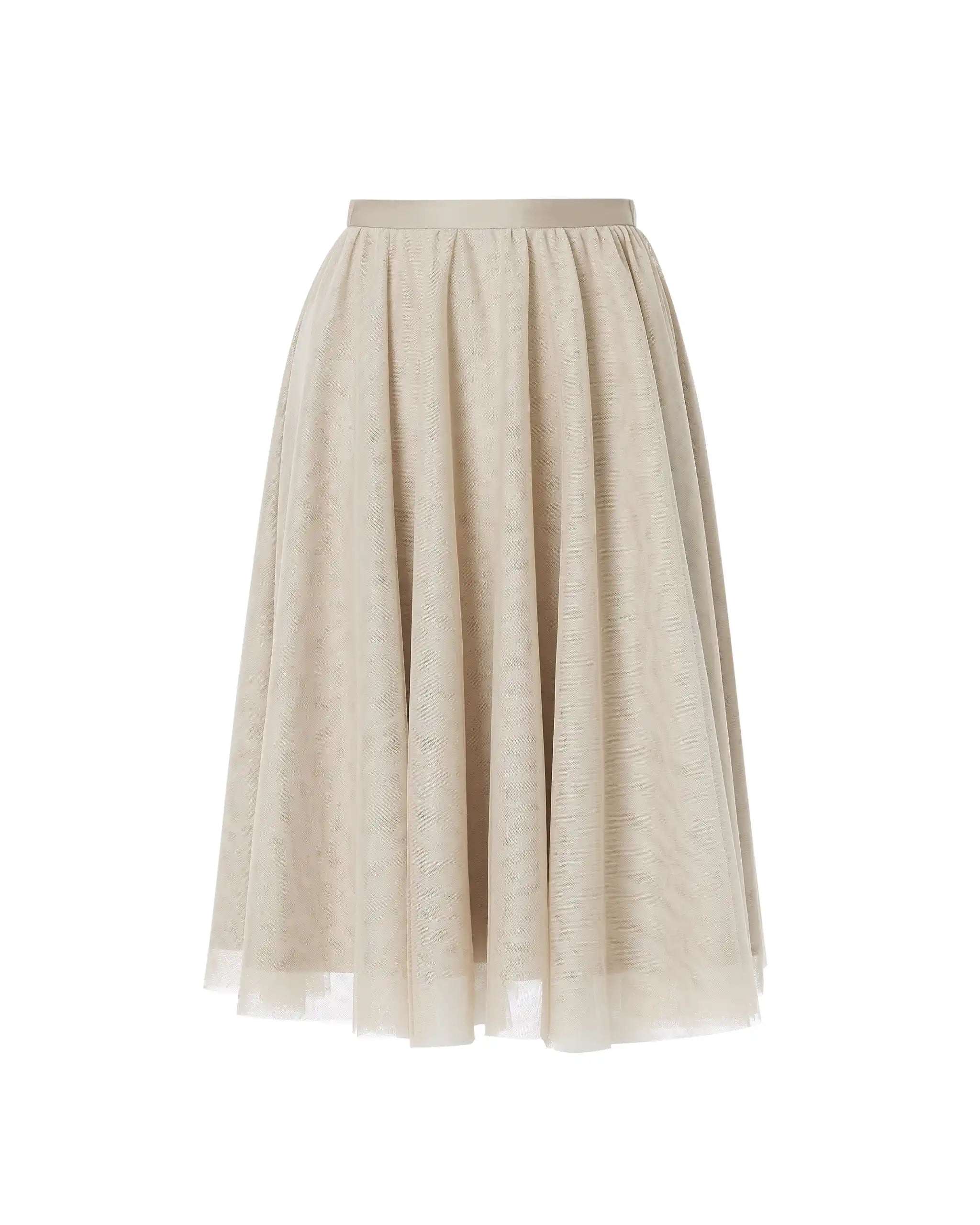 Knielanger Tüllrock kurz in champagne Freisteller vorne