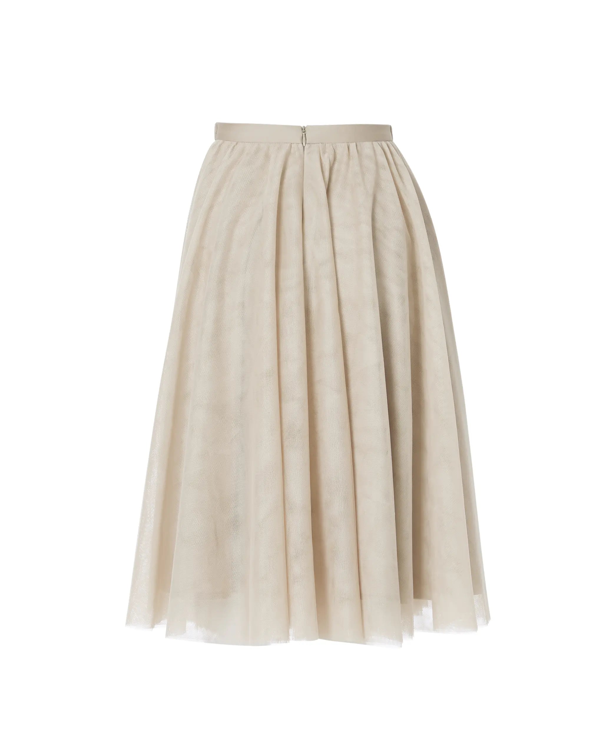 Knielanger Tüllrock kurz in champagne Freisteller hinten