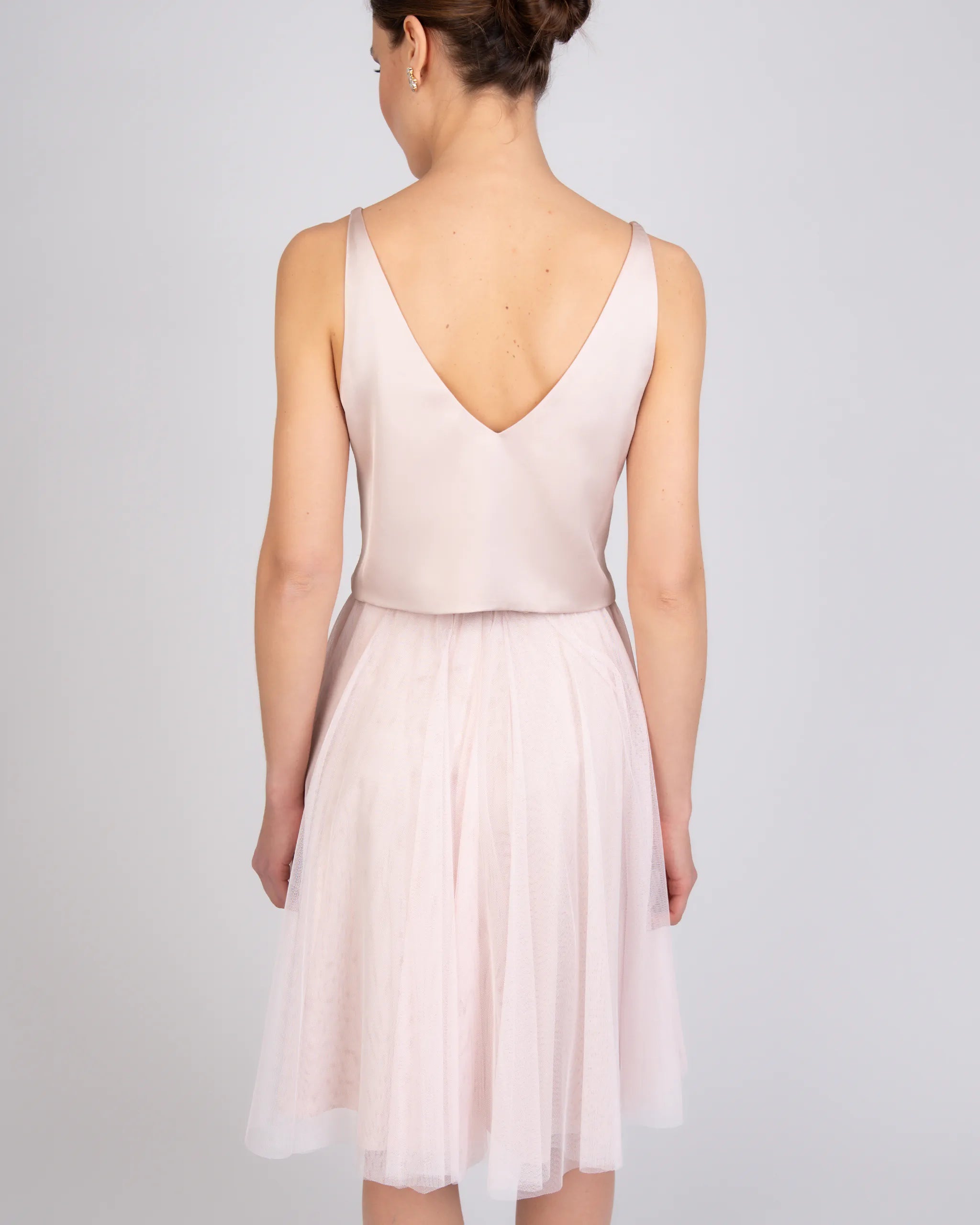 Knielanger Tüllrock kurz in rosa Ansicht hinten