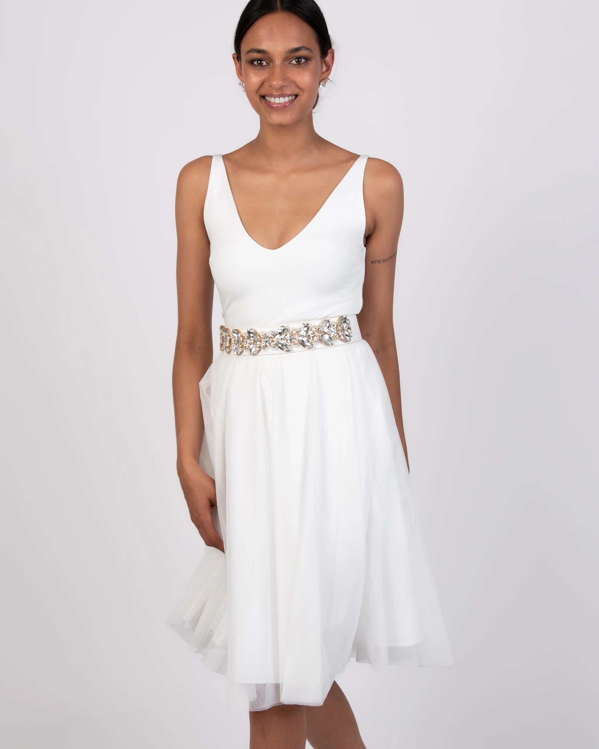 Knielanger Braut Tüllrock kurz Ansicht vorne