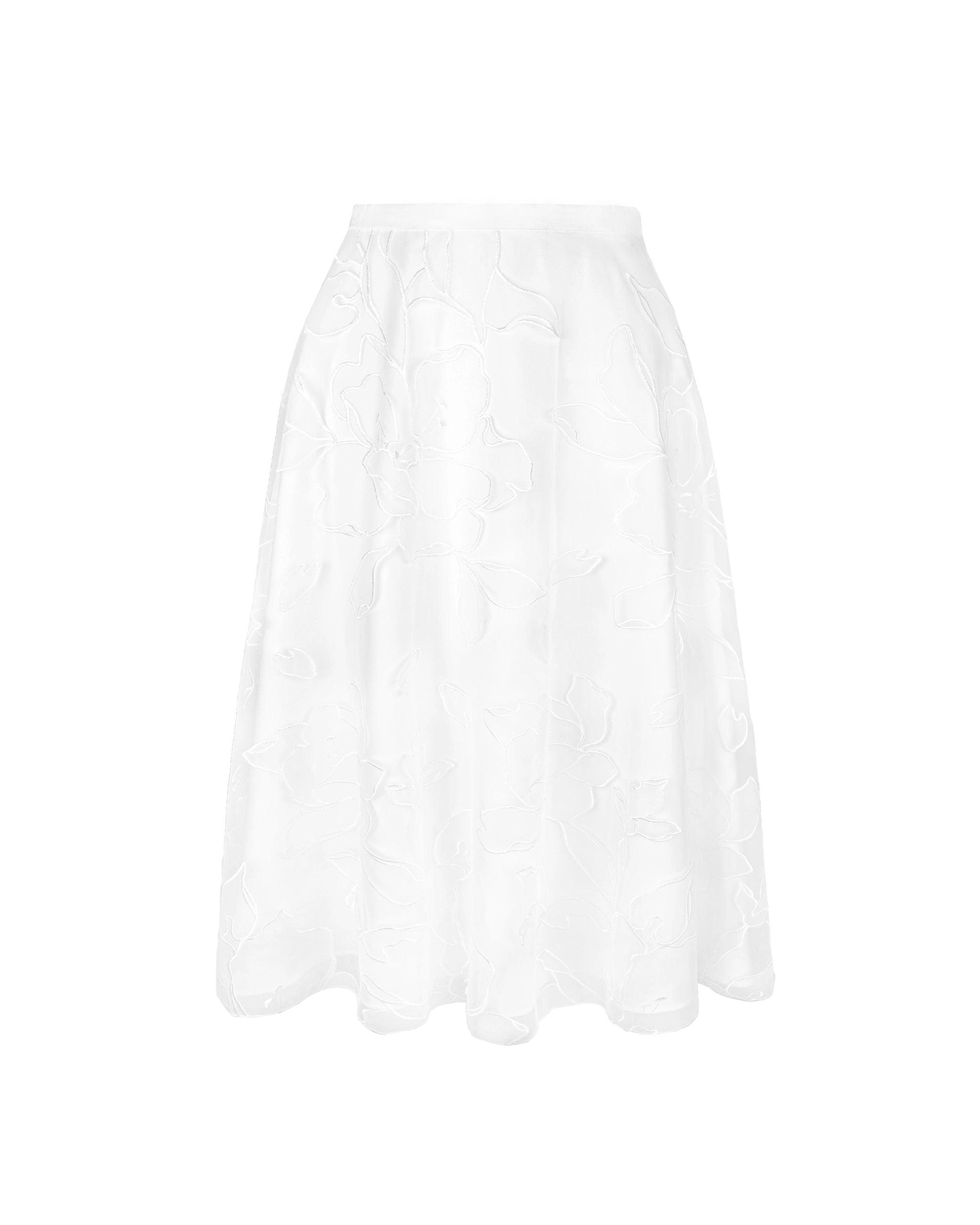 Knielanger Tüllrock mit Blumen bestickt Freisteller vorne