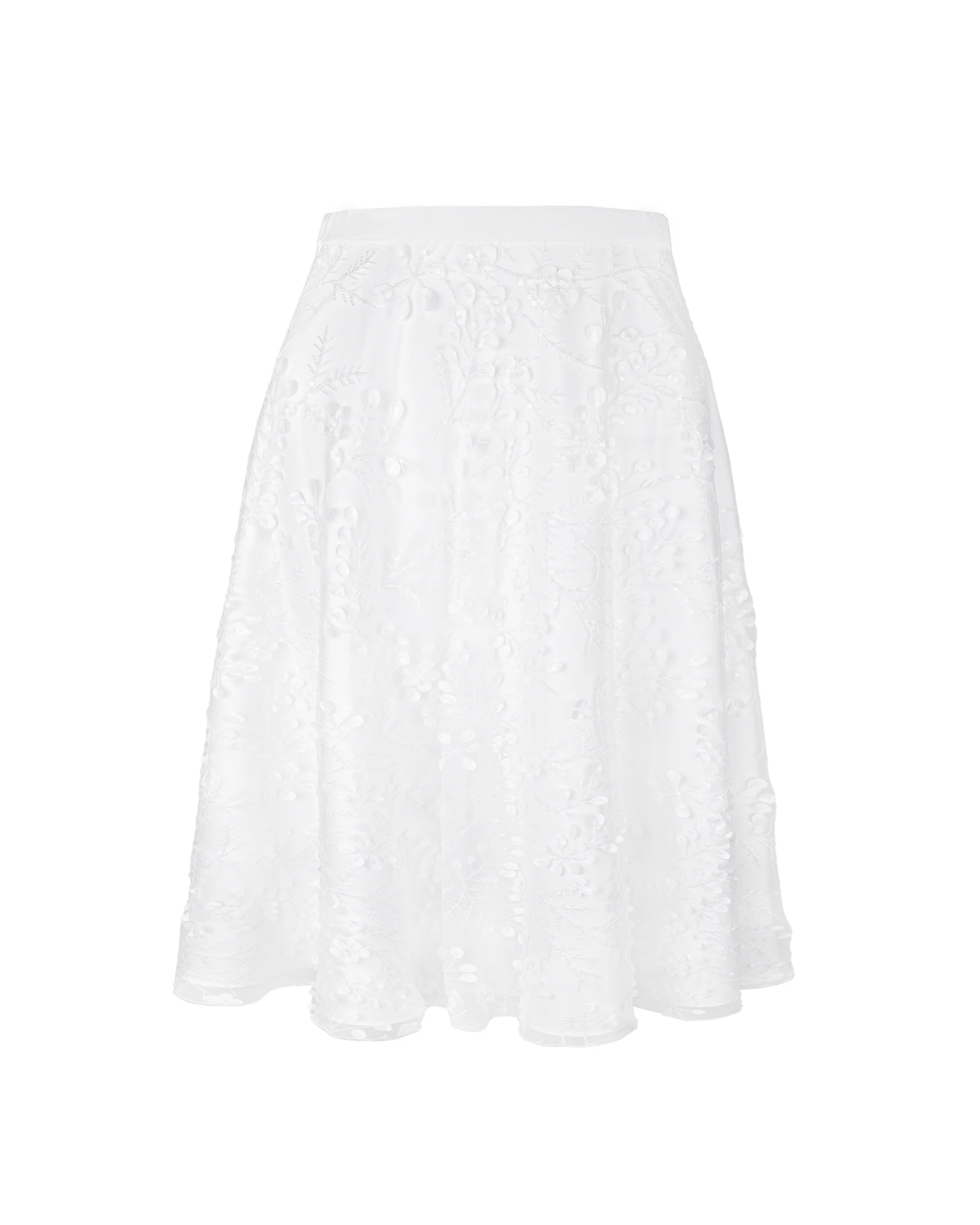 Kurzer Braut Tüllrock mit 3D-Blätter und Pailletten Freisteller vorne