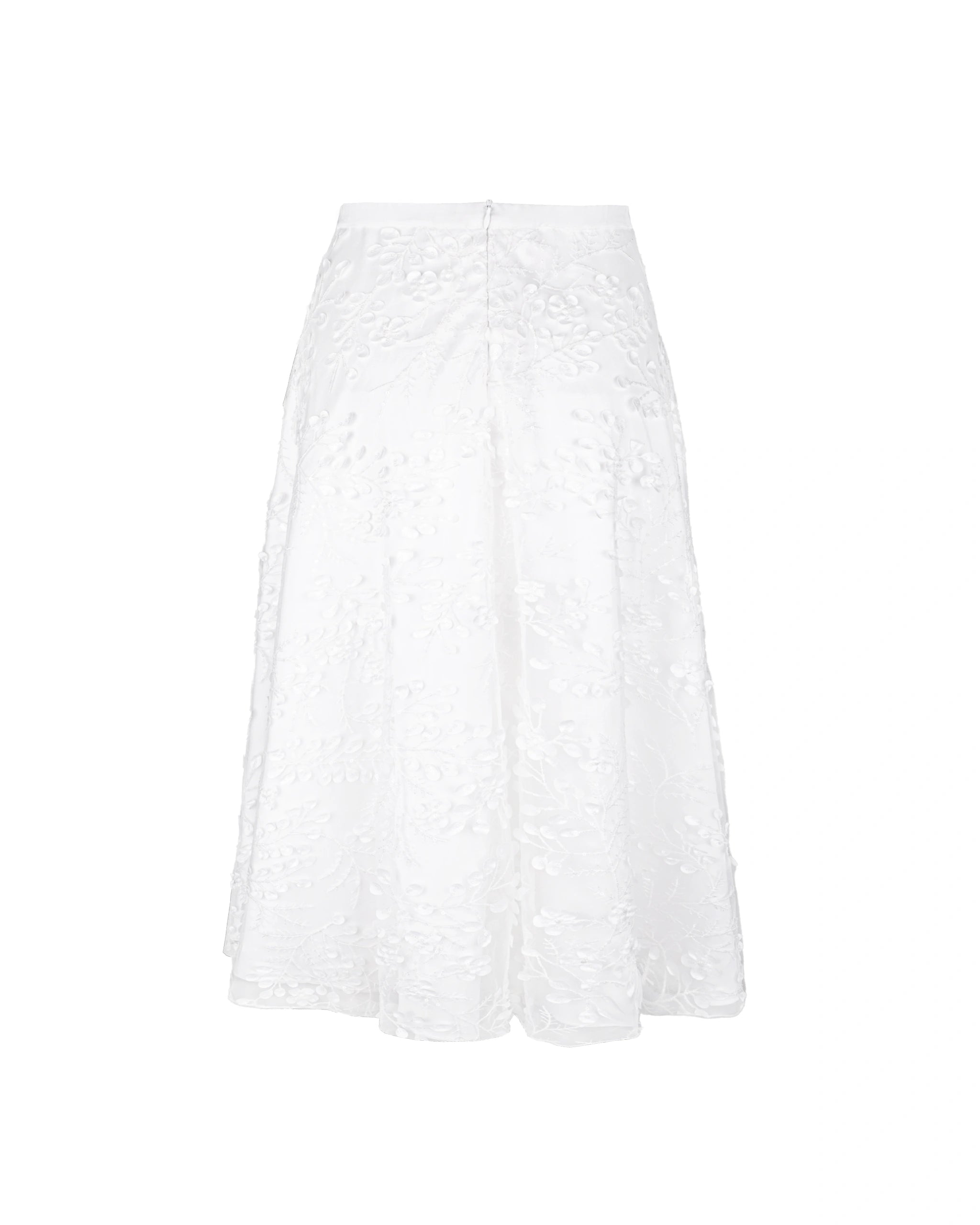 Kurzer Braut Tüllrock mit 3D-Blätter und Pailletten Freisteller hinten