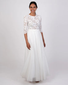 SUE - Ivory - Bodenlanger Braut Tüllrock