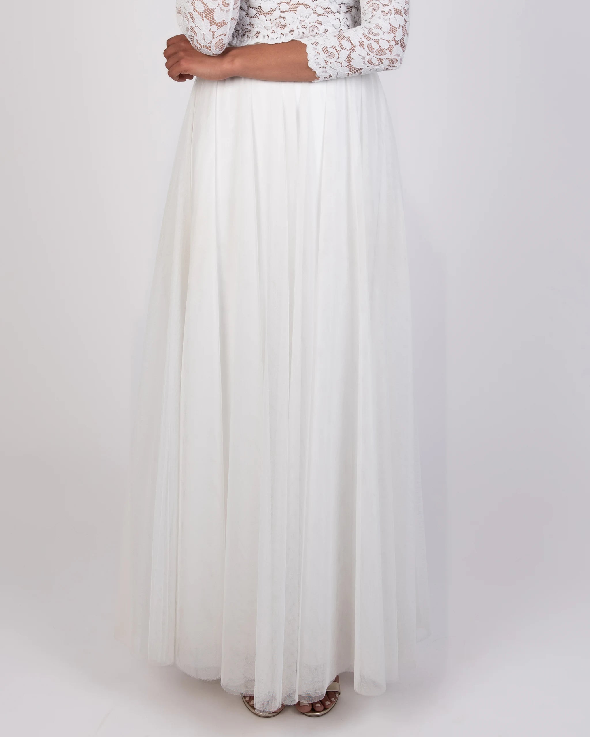 Bodenlanger Braut Tüllrock Ivory Detailansicht