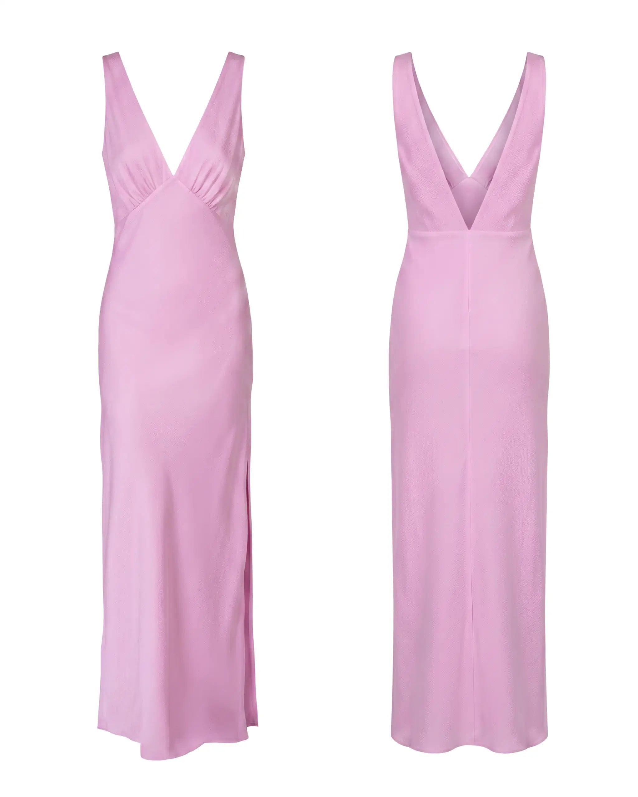 Aermelloses Abendkleid in pink mit V-Ausschnitt - Freisteller
